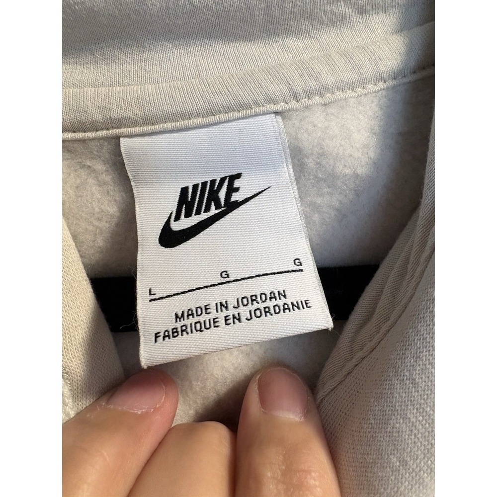 Nike Hoodie Mens Large Oatmeal Light Bone Sportswear Club Fleece Pullover Logo - Picture 4 of 7